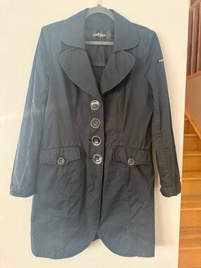 Airfield Women's Navy SteampunkLite Single-Breasted Trench Coat